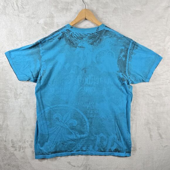 Vintage Reversible AOP Cyber Goth Shirt XL Affliction Style Grunge Gothcore - Picture 6 of 10